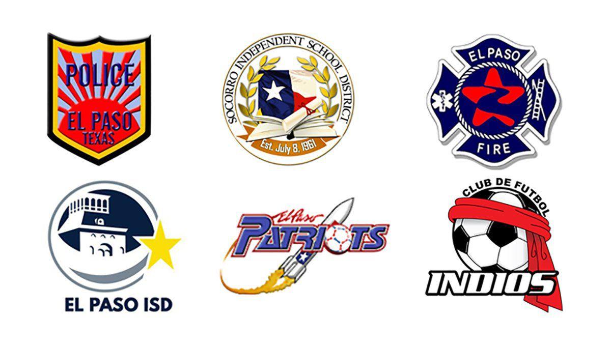 Collection of logos for El Paso organizations and sports teams.